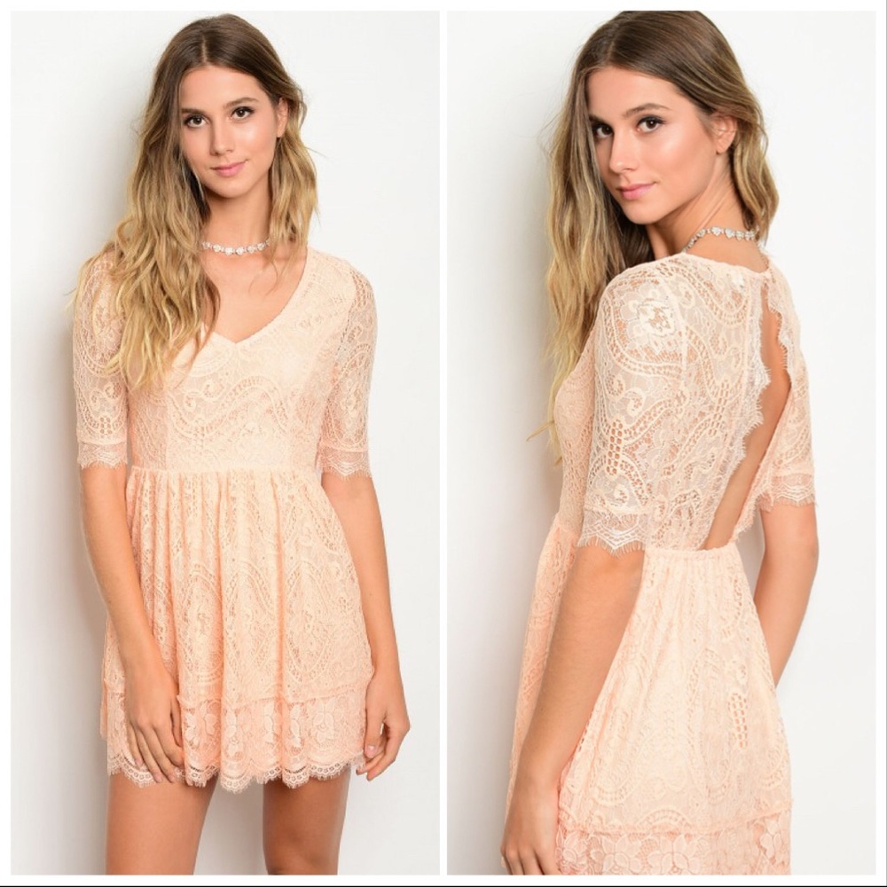 SALE! Peach Lace Dress